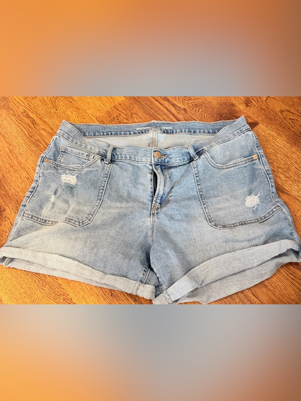 Old Navy Light Blue Rolled Hem Denim Shorts